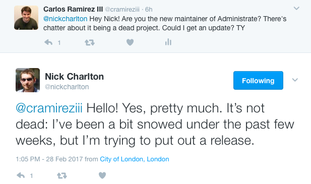 Administrate Project Status Tweet